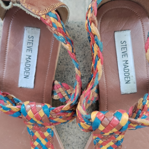 Steve Madden | Pressto Rainbow Braided Leather Gladiator Sandals Size 8.5 - Picture 8 of 14
